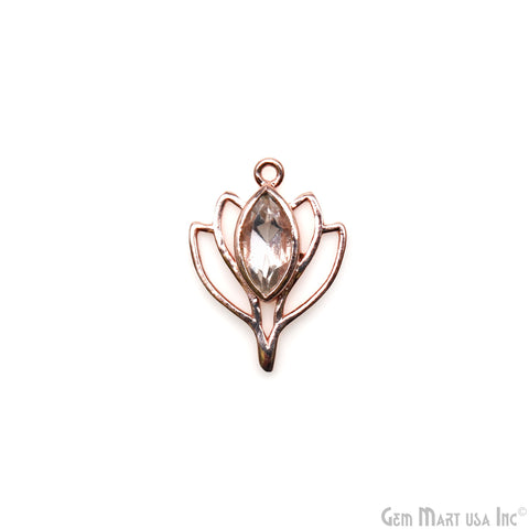 Lotus Flower Shape 25x18mm Rose Gold Plated Single Bail Jewelry Pendant Connector