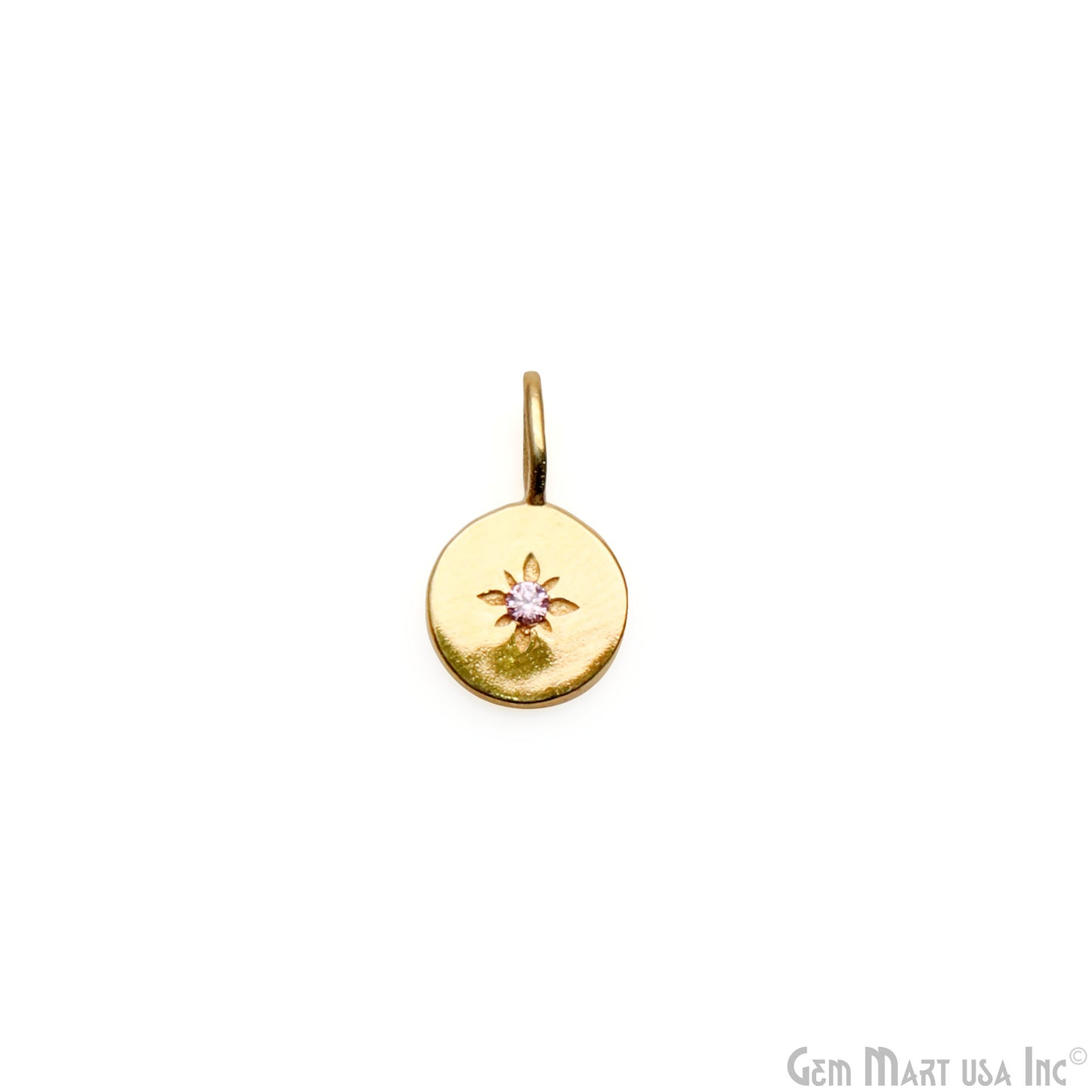 Round Shape 15x9mm Gold Plated Single Bail Finding Charm Pendant