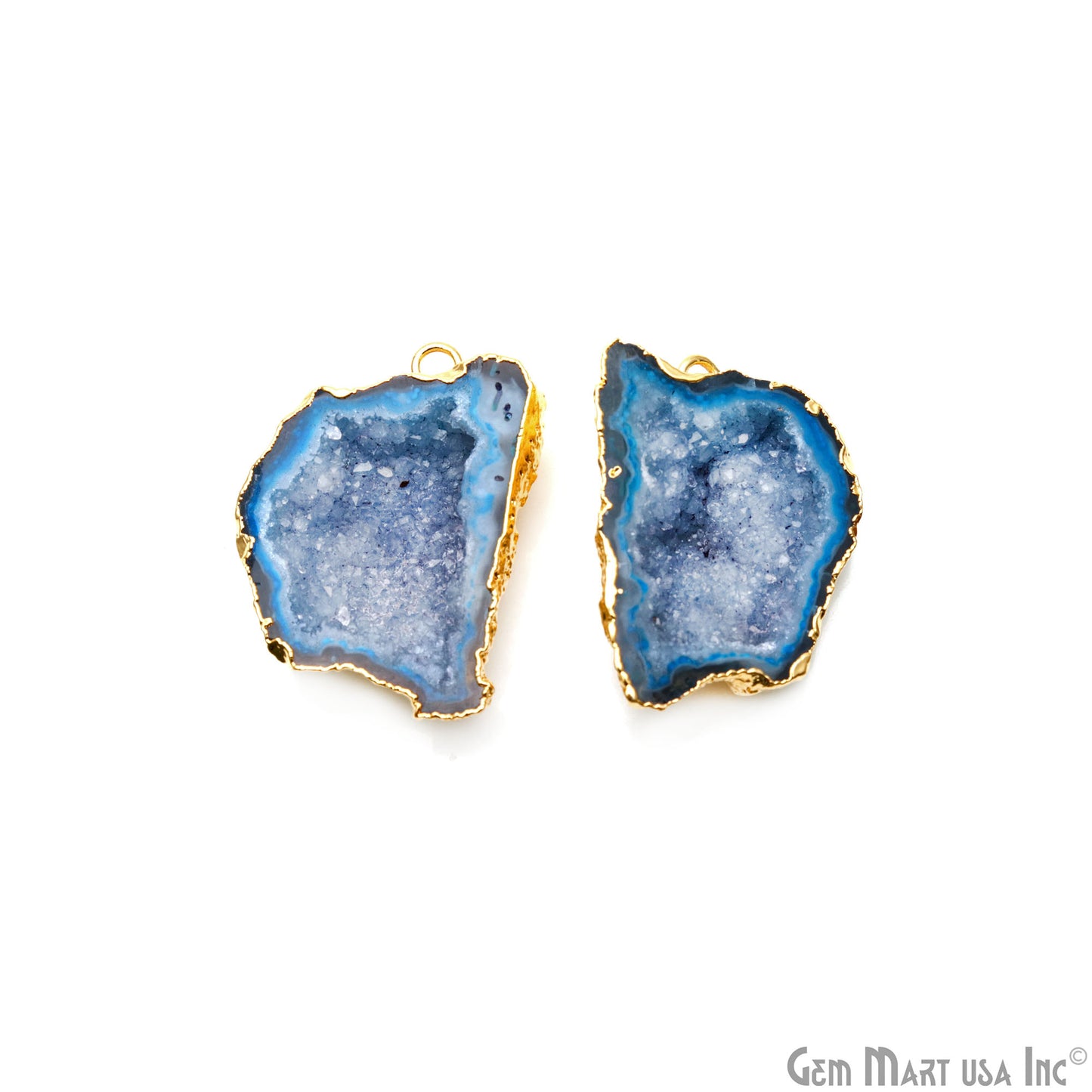 Geode Druzy 29x22mm Organic Gold Electroplated Single Bail Gemstone Earring Connector 1 Pair