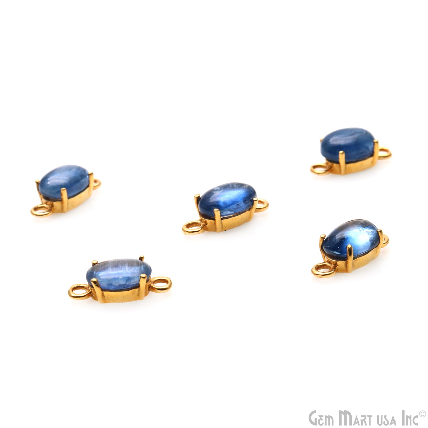 Kyanite Prong Setting Oval 7x5mm Gold Plated Double Bail Connector