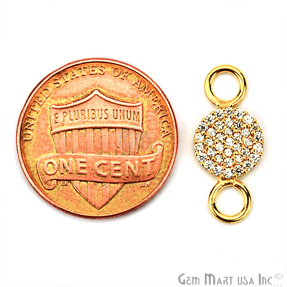 Cubic Zircon Pave 'Round' Gold Vermeil Charm For Bracelet & Pendants - GemMartUSA