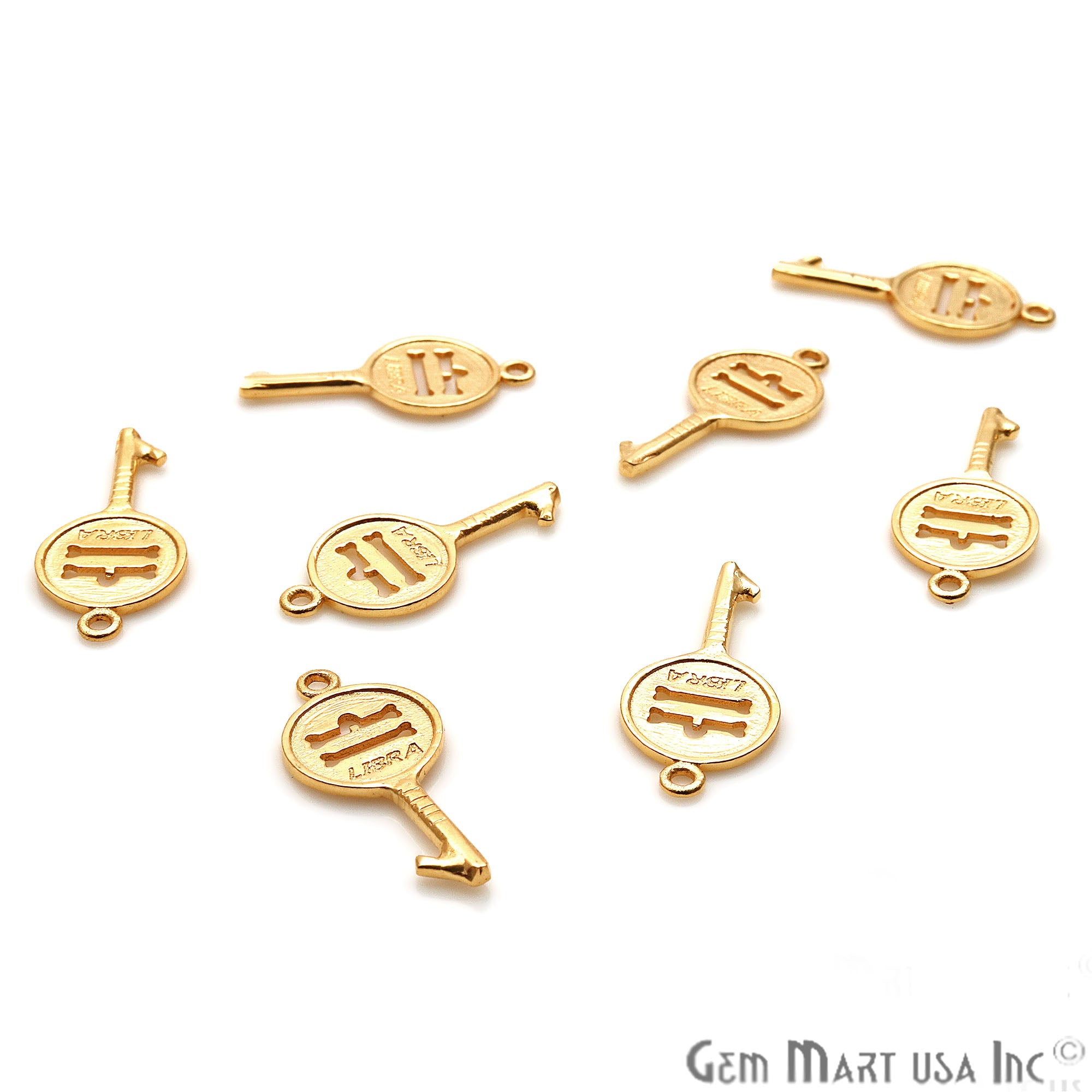 Key Shape 26x12mm Gold Plated Finding Charm, DIY Jewelry - GemMartUSA