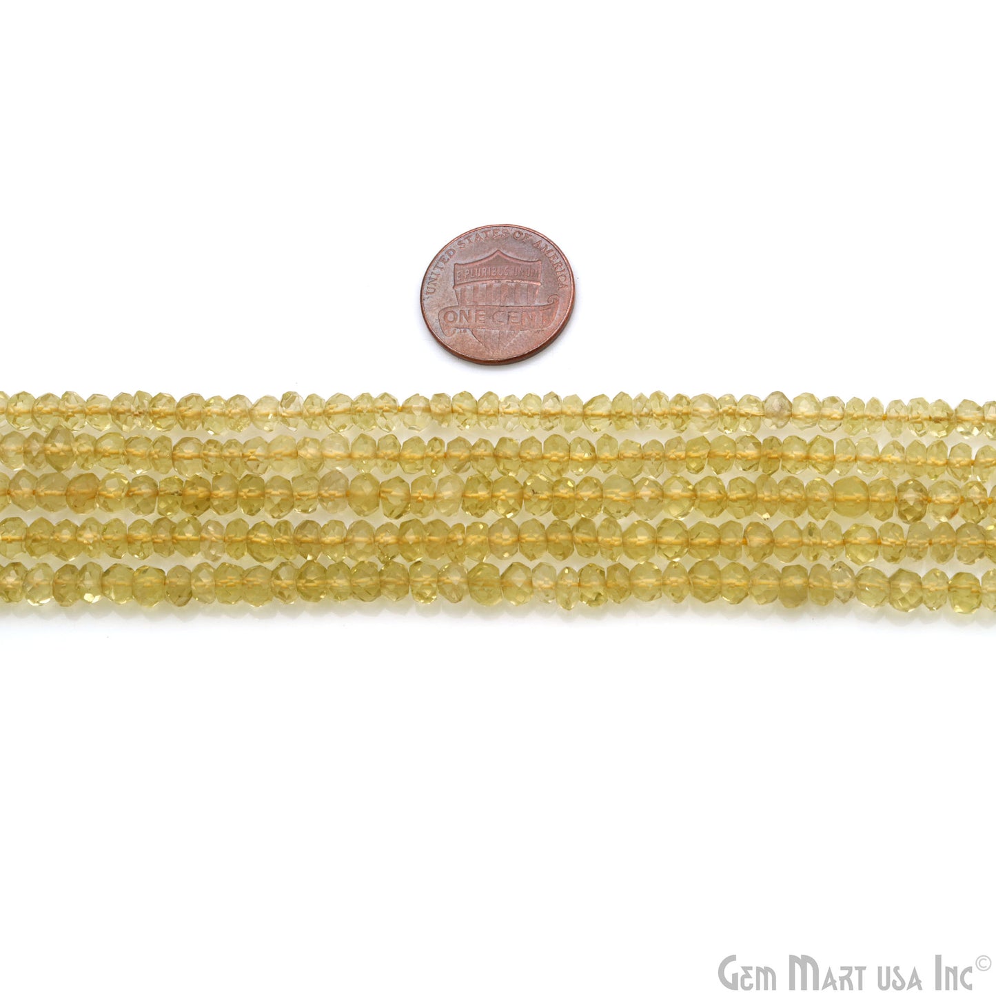 Lemon Topaz Rondelle Beads, 13 Inch Gemstone Strands, Drilled Strung Nugget Beads, Faceted Round, 5-6mm