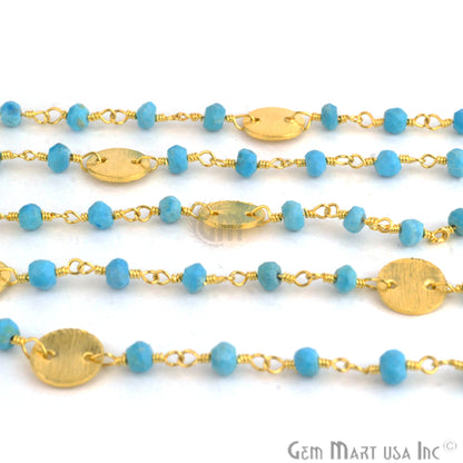 Turquoise Beads With Round Finding Wire Wrapped Fancy Rosary Chain (762740342831)