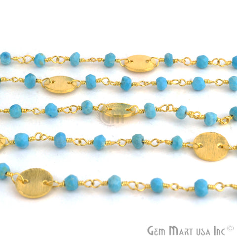 Turquoise Beads With Round Finding Wire Wrapped Fancy Rosary Chain (762740342831)