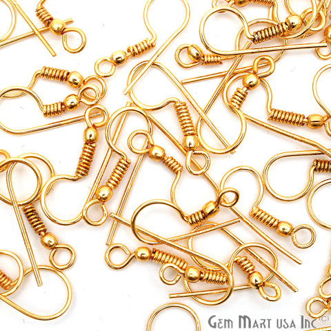 10 Pair Lot Gold Plated 23x8mm Earring Fish Hooks Findings - GemMartUSA