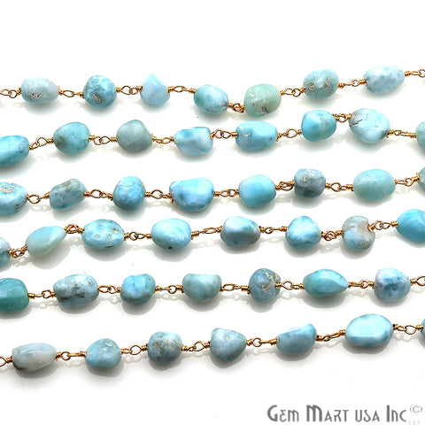 Amazonite Rondelle Beads Gold Plated Wire Wrapped Rosary Chain
