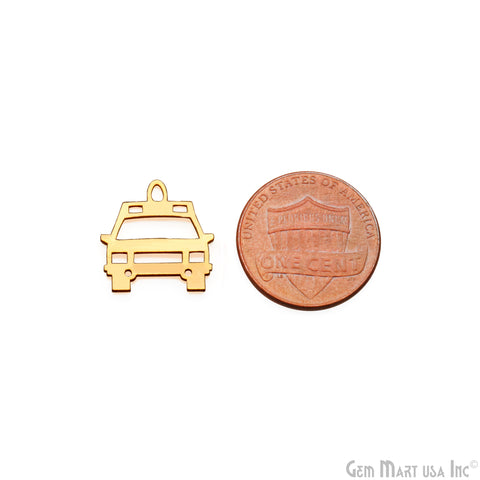 Car Shape Laser Finding Gold Plated 15x15.5mm Charm For Bracelets & Pendants