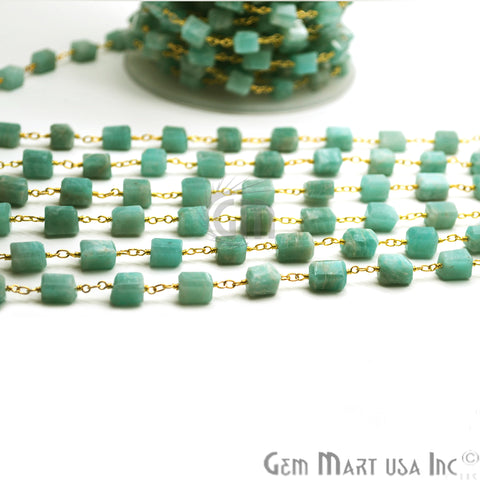 Amazonite Large Beads Gold Wire Wrapped Rosary Chain