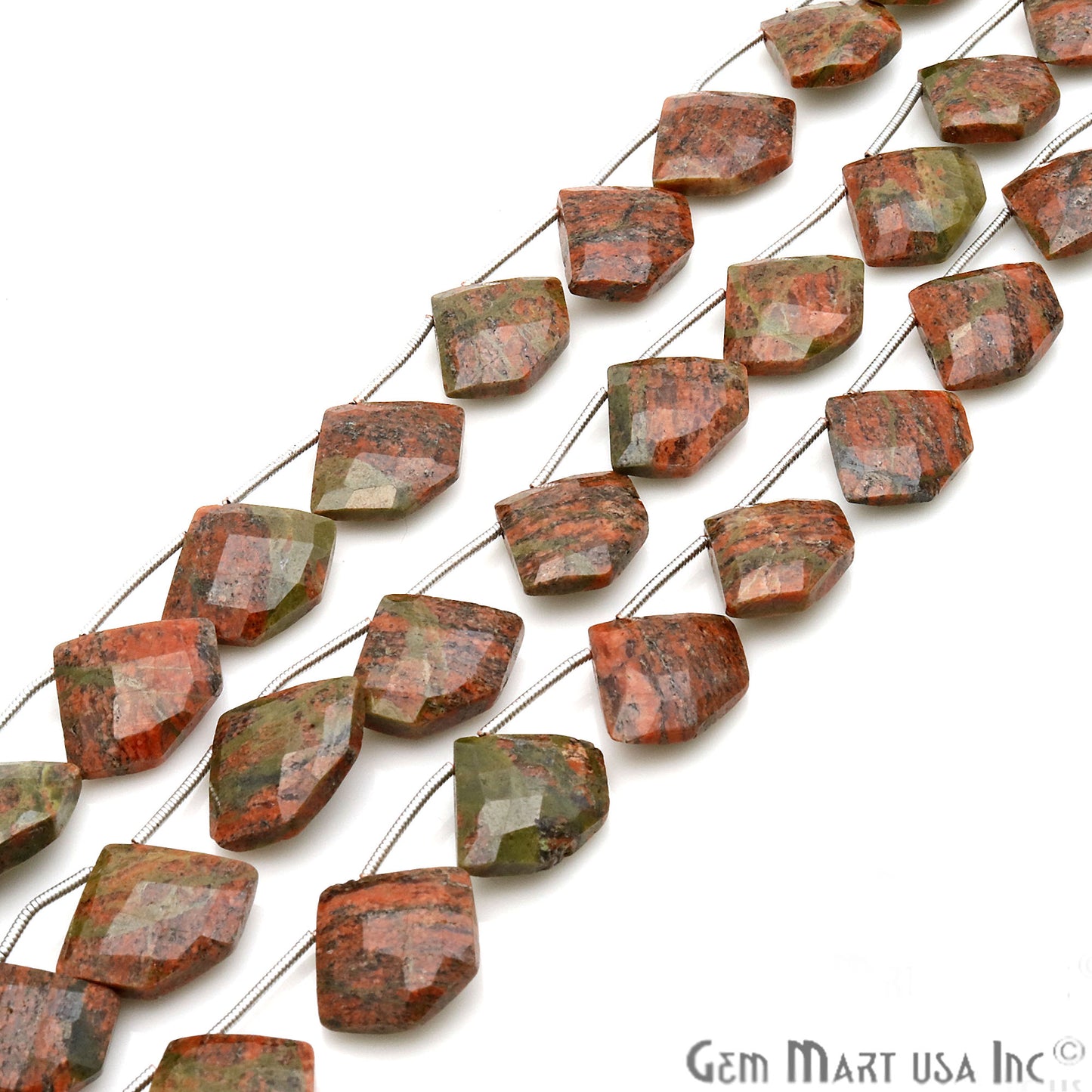 Unakite Freeform 18x15mm Crafting Beads Gemstone Briolette Strands 8 Inch - GemMartUSA