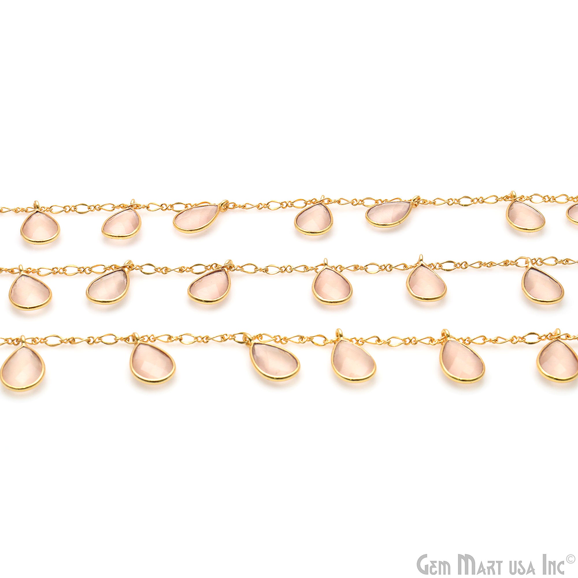 Caramel Monalisa Pears Bezel Connector Dangle Rosary Chain
