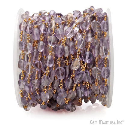 Ametrine 8x5mm Tumble Beads Gold Plated Rosary Chain