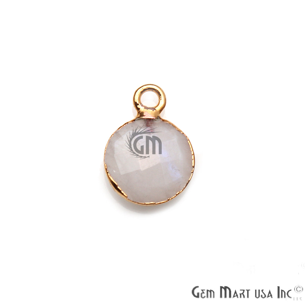 Rainbow Moonstone 10mm Round Gold Electroplated Gemstone Connector (Pick Bail & Lot Size) - GemMartUSA