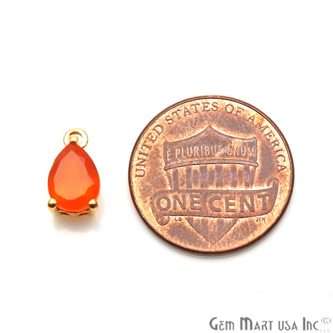 Carnelian 6x8mm Pears Gold Plated Prong Setting Gemstone Connector (Pick Bail) - GemMartUSA