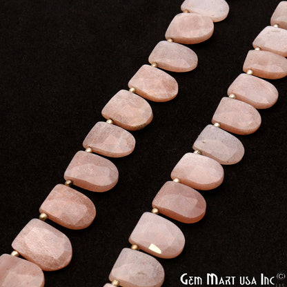 Pink Sunstone Half Round 14x10mm Crafting Beads Gemstone Briolette Strands 8 Inch - GemMartUSA