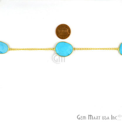 Turquoise 15-20mm Gold Plated Bezel Connector Chain - GemMartUSA (764203827247)