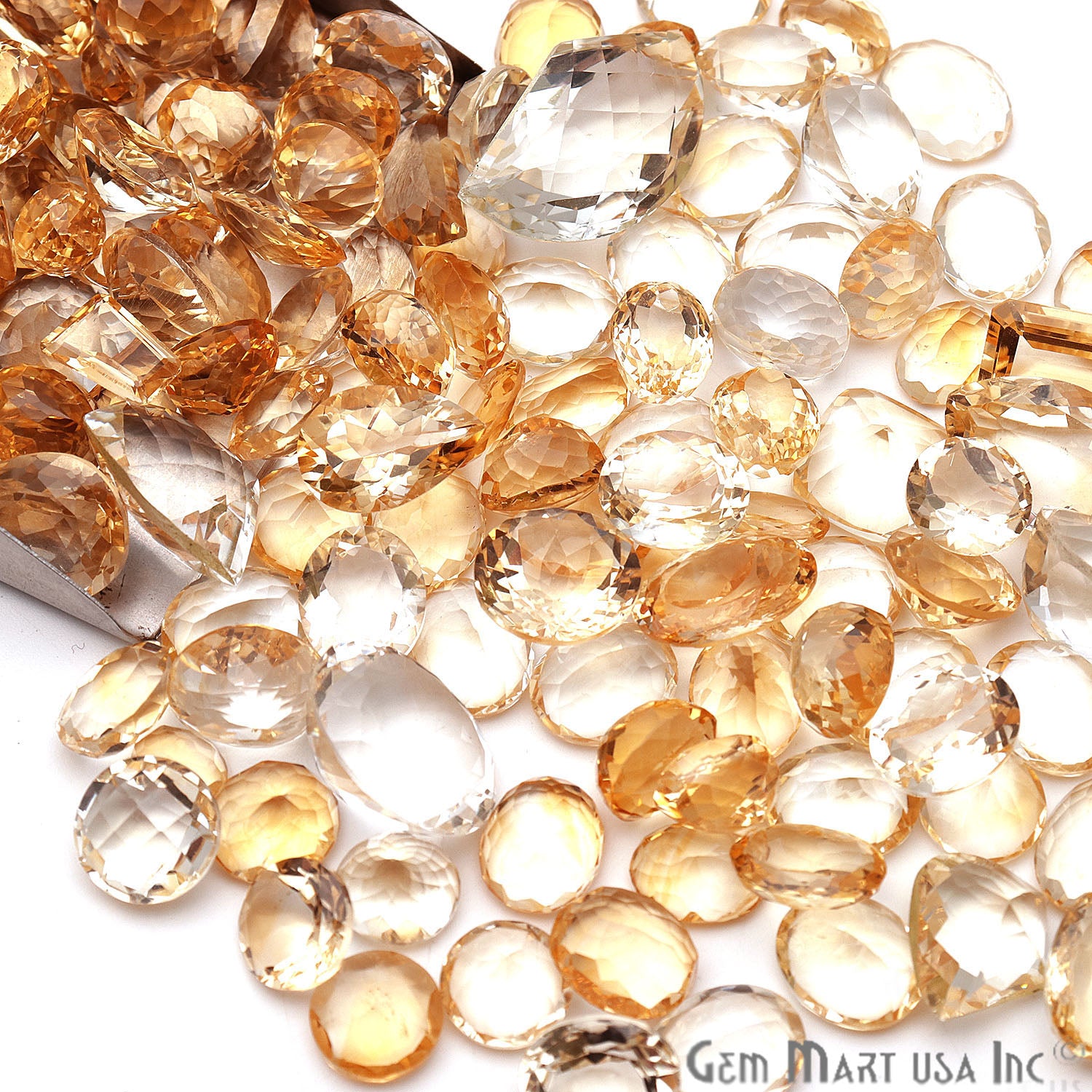 100 Cts Mix Citrine Stones 10-15mm Faceted Precious Loose Gemstones - GemMartUSA