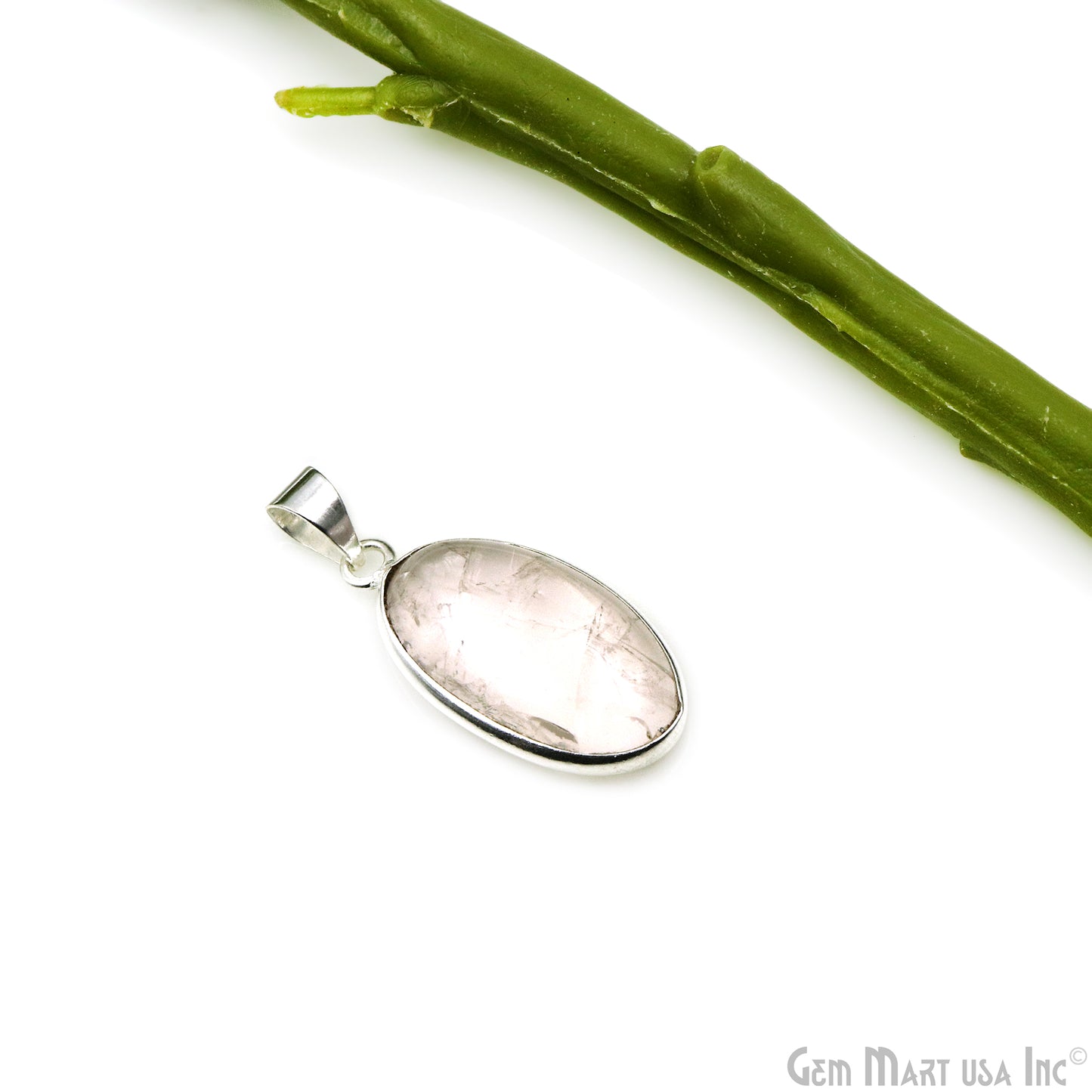 Rose Quartz Gemstone Oval 31x16mm Sterling Silver Necklace Pendant 1PC