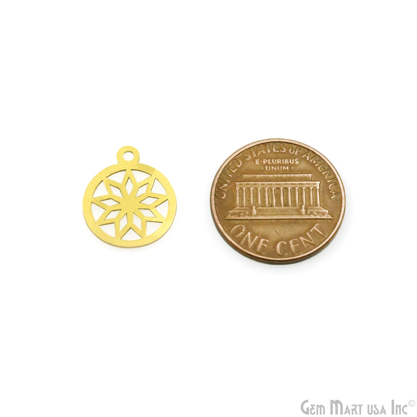 Round Shape Laser Charm Gold Plated 16x13.4mm Finding Charm Connector