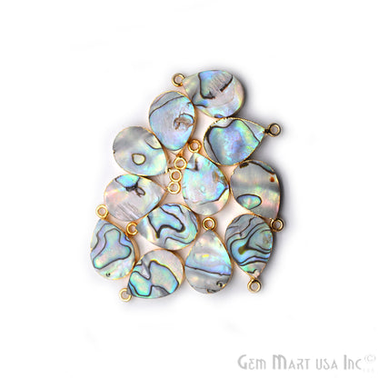 Abalone Shell 14mm Round Shape Gold Electroplated Gemstone Connector - GemMartUSA