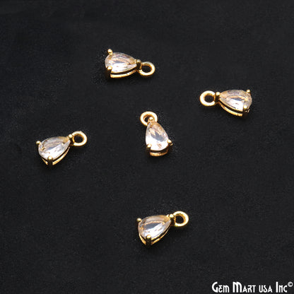 Faceted Pears 5x3mm Prong Gold Plated Single Bail Connector