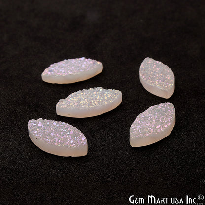 Titanium White Druzy 10x20mm Marquise Shape Loose Cabochon - GemMartUSA