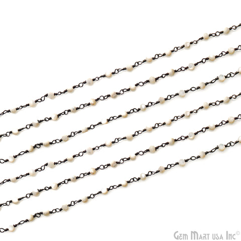 Mother Of Pearl 2.5-3mm Oxidized Beaded Wire Wrapped Rosary Chain