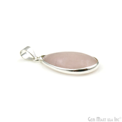 Rose Quartz Gemstone Pears 35x18mm Sterling Silver Necklace Pendant 1PC