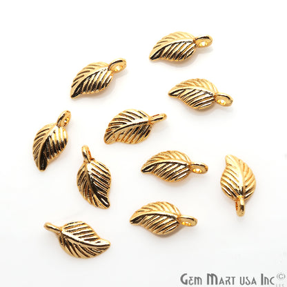 5pc Lot Leaf Shape Gold Plated 15x8mm Filigree Finding Charm Connector - GemMartUSA