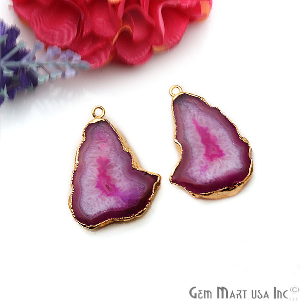 Agate Slice 25x24mm Gold...