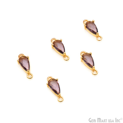 Faceted Pears 8x4mm Prong Gold Plated Double Bail Connector