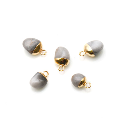 Smooth Tumbled Free Form Shape 13x8mm Gold Electroplated Single Bail Gemstone Connector