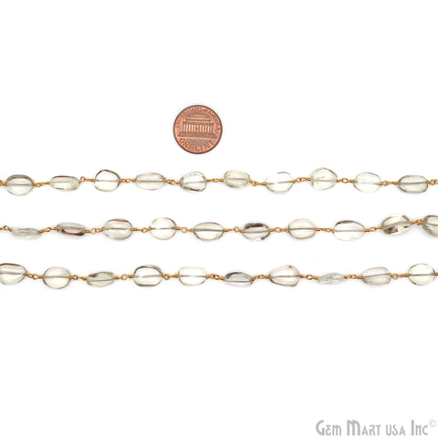 Lemon Topaz 12x5mm Tumble Beads Gold Plated Rosary Chain