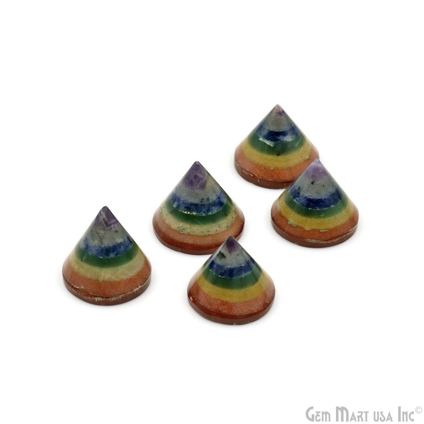 7 Chakra Cone Shape 29x27mm Healing Gemstone Metaphysical Reiki Crystal