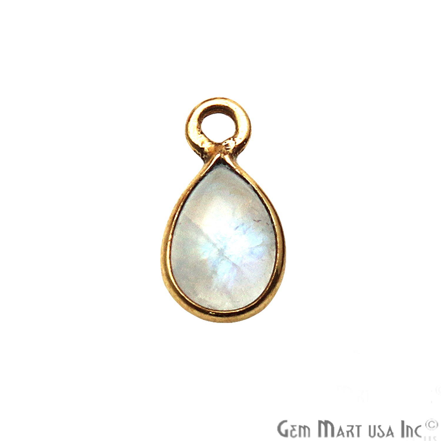 Moonstone Cabochon 7x5mm Pear Gold Bezel Connector (Pick Your Bail) - GemMartUSA