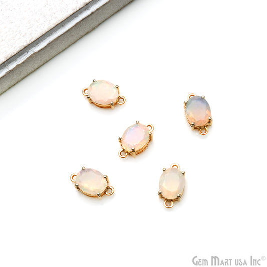 Ethiopian Opal Prong Setting Gold Plated Gemstone Connector