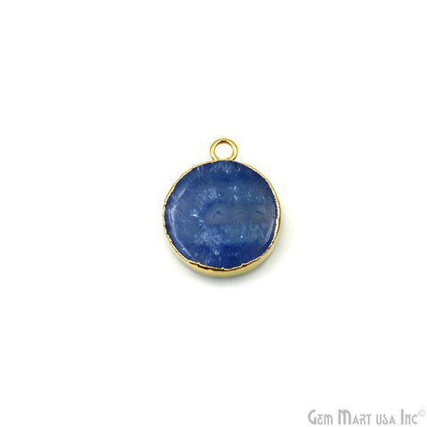 Blue Agate Geode Druzy 25x20mm Single Bail Gold Electroplated Gemstone Connector