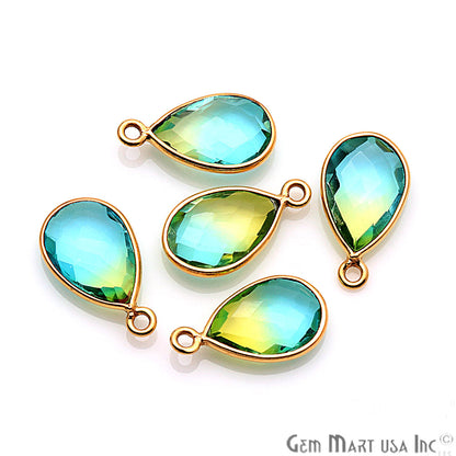 Doublet Aura Quartz 8x12mm Pear Connector (Pick Color,Bail or plating) - GemMartUSA