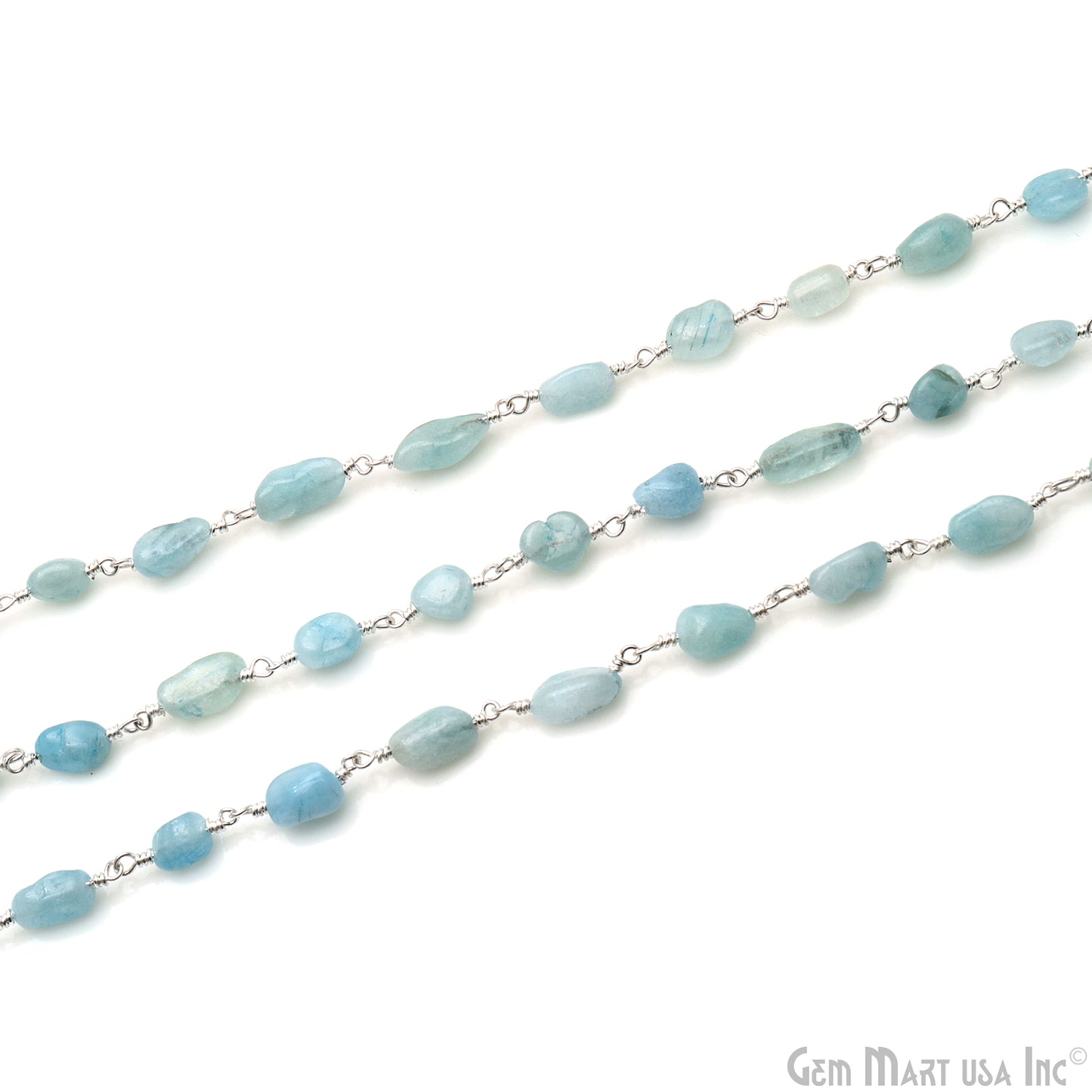 Amazonite 12x5mm Tumble Beads Silver Plated Rosary Chain