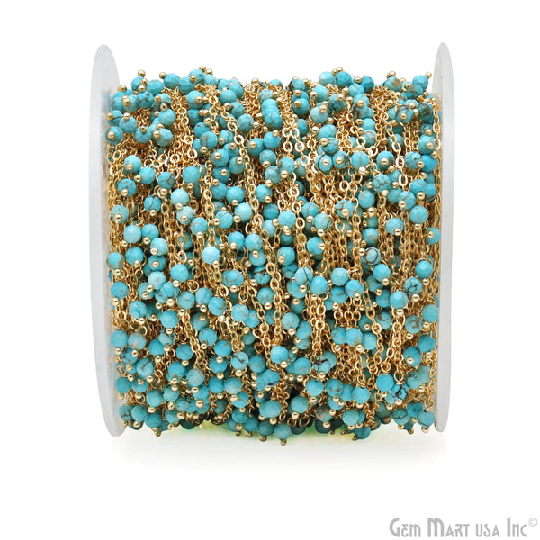 Turquoise Faceted Beads Gold...