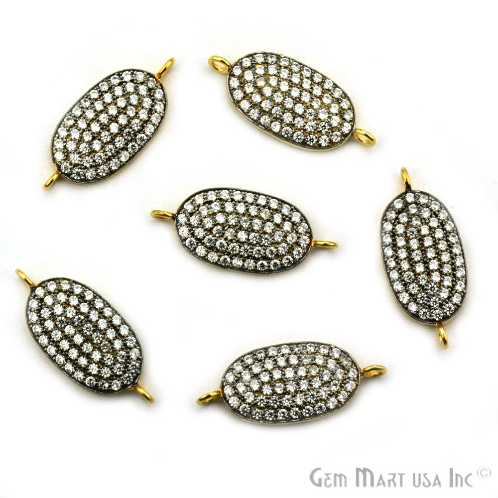 Oval' CZ Pave Gold Vermeil Charm for Bracelet & Pendants - GemMartUSA