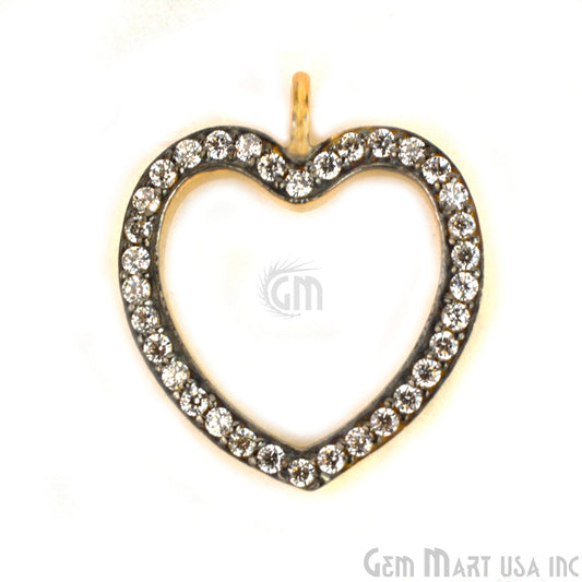 Heart' CZ Pave Gold Vermeil Charm for Bracelet & Pendants - GemMartUSA