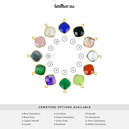 Cushion 10mm Single Bail Gold Bezel Gemstone Connector