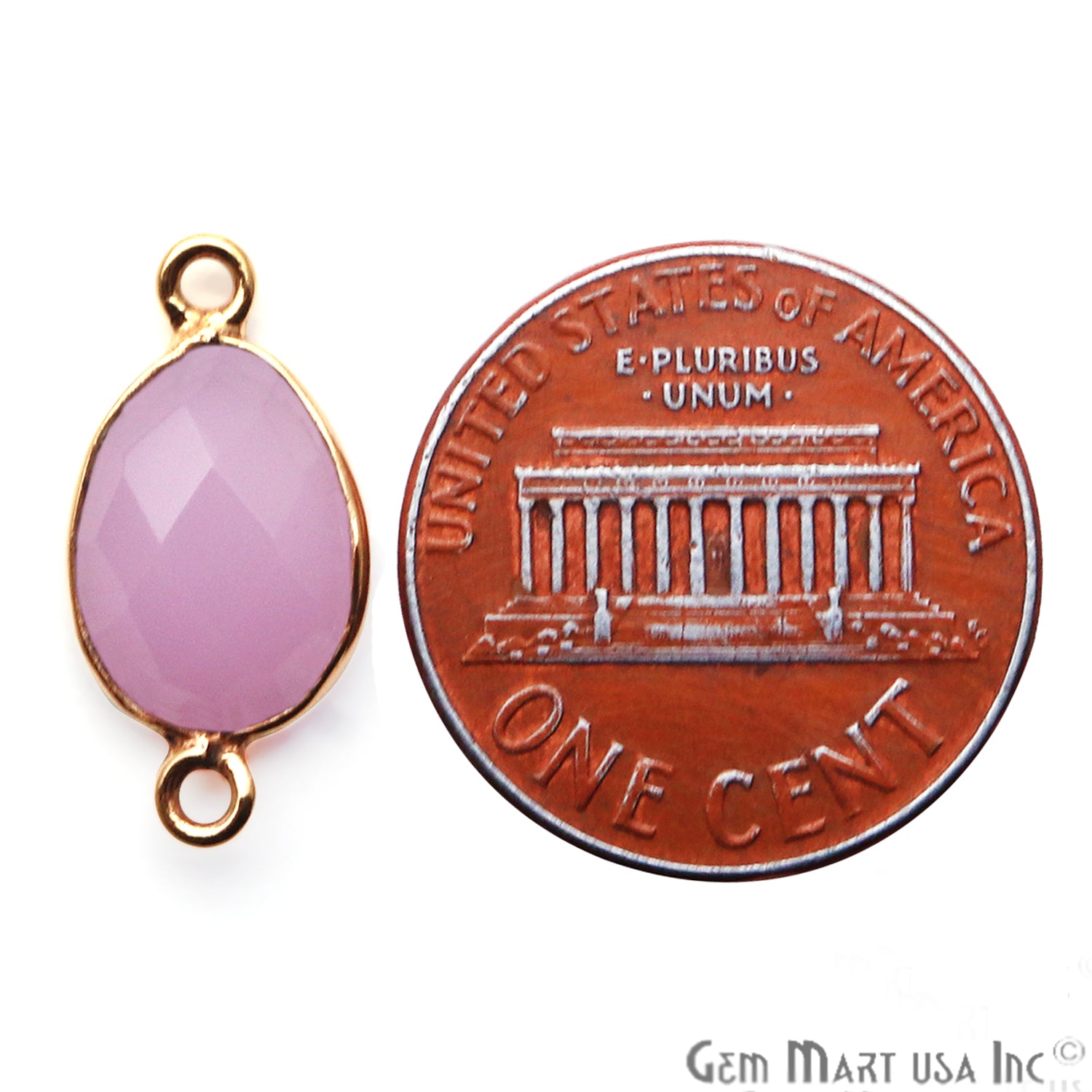 Gemstone Egg Shape 8x10mm Gold Plated Double Bail Connector (Pick Your Gemstone) - GemMartUSA