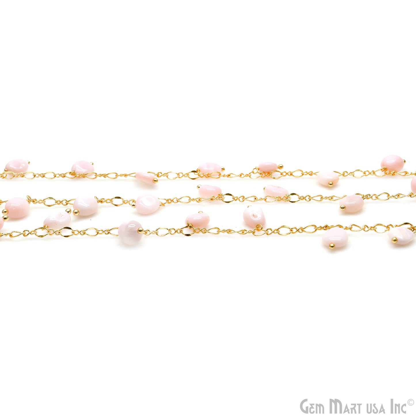 Pink Opal Tumble Beads 8x5mm Gold Plated Cluster Dangle Chain