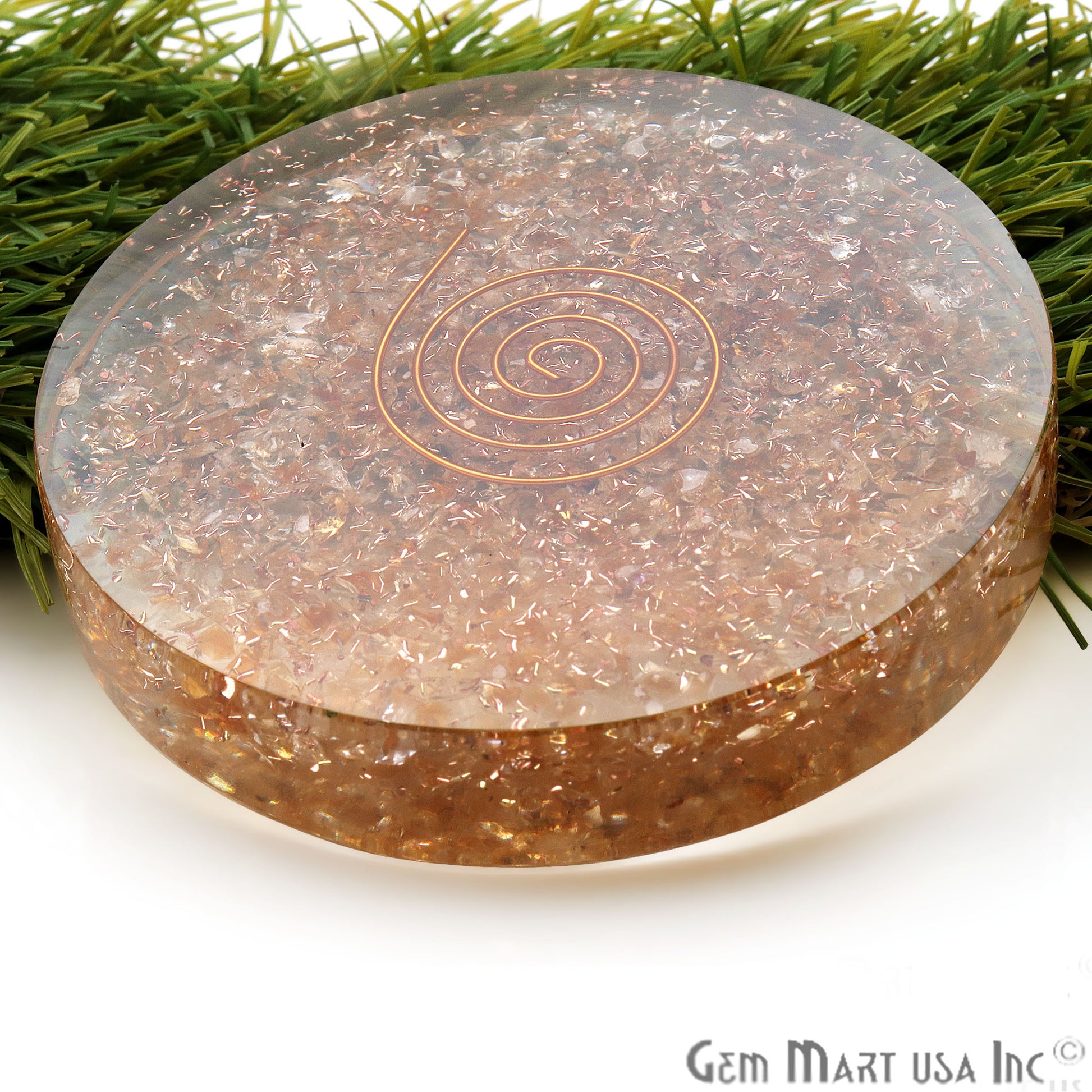 Citrine Healing Stone Plate , Tourmaline Meditation Stone, Home Decor 80MM - GemMartUSA