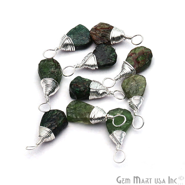 Green Garnet Silver Wire...