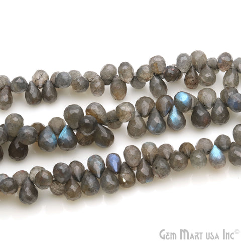 Labradorite Teardrops Faceted Gemstone 10x5mm Rondelle Beads - GemMartUSA