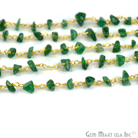 Aventurine Nugget Chip Gold Wire Wrapped Beads Rosary Chain - GemMartUSA (762900906031)