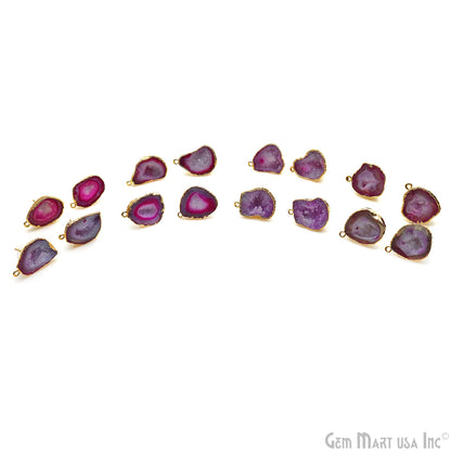 DIY Agate Slice Geode Druzy Gold Edged Loop Connector Studs Earrings